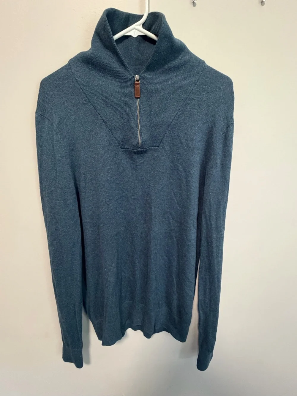 Banana Republic Premium Luxe Yarn Men's M Quarter-Zip Mock Sweater - Slate Blue